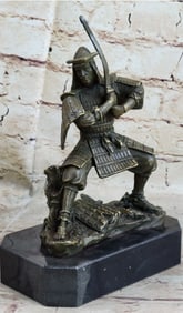 Signed Japanese Samurai Warrior Bronze Sculpture
