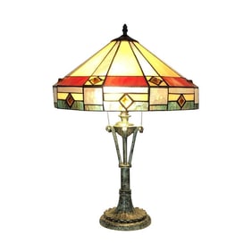 Mission Style Stained Art Glass Table Lamp