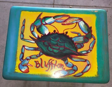 Mid Century Lowcountry Painted Crab Coffee Table