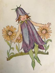 Early 1900's Children's Book Lithograph, Petunia