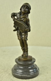 After Chiparus, Little Boy Accordian Bronze Sculpture