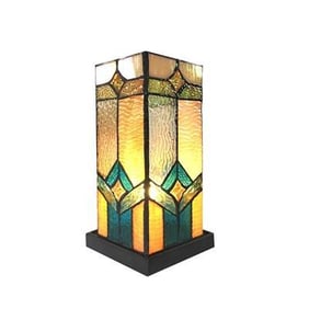 Mission Style Stained Art Glass Pedestal Lamp