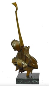 After Dali, Mid Century Abstract Guitar Bronze Sculpture