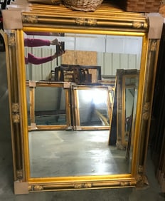 Large Aesthetic Style Carved Gilt Wood Beveled Mirror