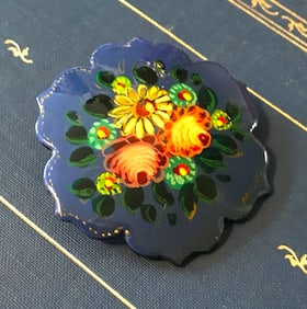 Vintage Russian Floral Brooch