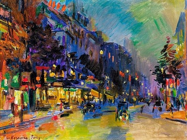 Paris At Night Ceramic Art Tile