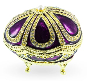 Royal Russian Trinket Box Egg With Clock
