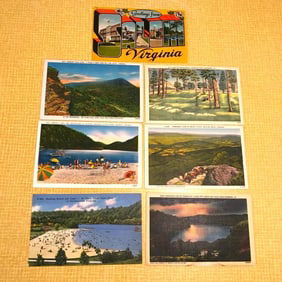 Vintage Linen Travel Postcards, Virginia State Parks