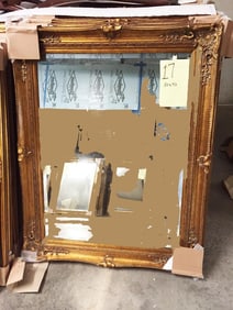Large Size Victorian Gilt Wood Beveled Mirror
