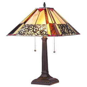 Mission Style Stained Art Glass Table Lamp