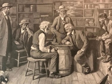 Early 1900's Half-Tone Print, Checkers, Postmaster