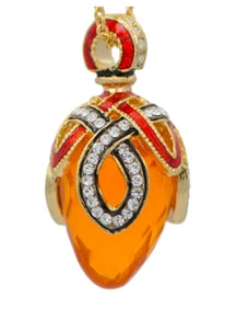 Russian Royal Golden Crystal Egg Necklace