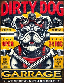 Dirty Dog Metal Garage Sign