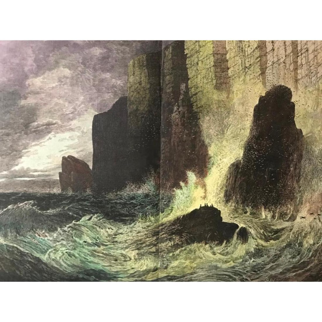 19thc Handcolored Wood Print, Bar Harbor Maine (1 of 2)