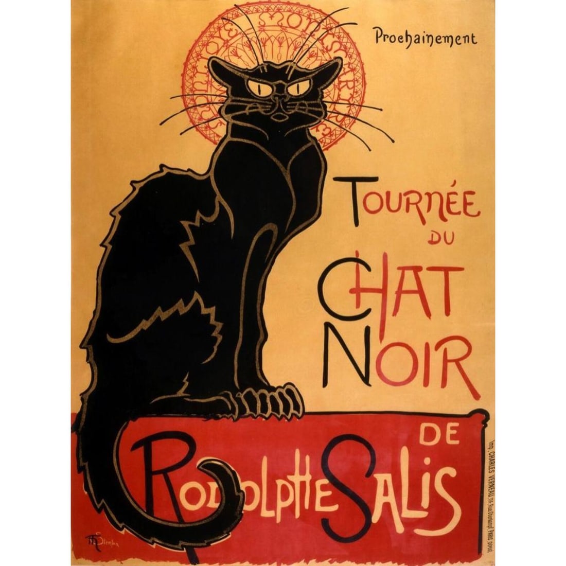 Art Nouveau Style Black Cat Ceramic Art Tile (1 of 1)