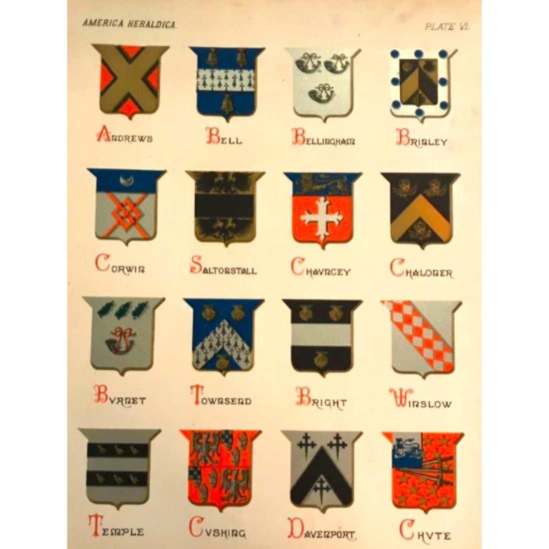 19thc Chromolithograph Coat of Arms, Family Crests Book Plate (1 of 3)