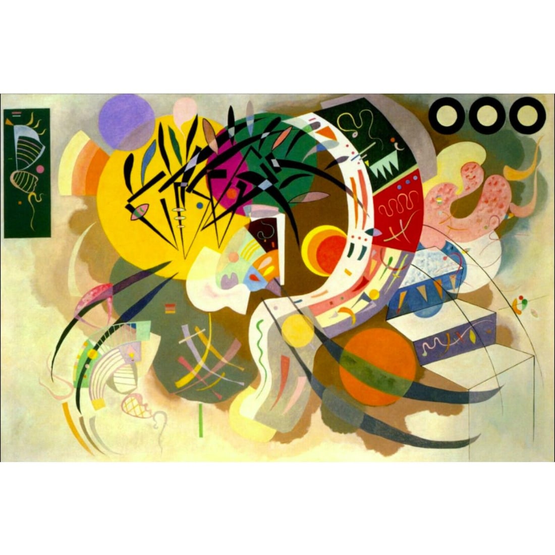 Kandinsky, Dominant Curve Color Lithograph Print: After the original 1936 painting by Wassily Kandinsky, Dominant Curve, color lithograph print. 16" X 24" on matte paper.