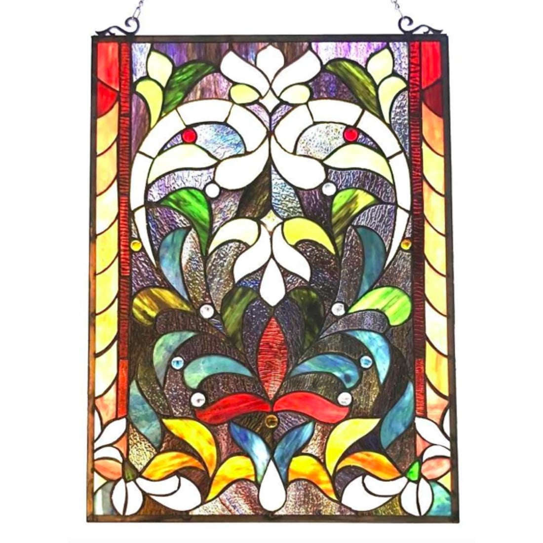 Art Nouveau Style Stained Art Glass Hanging Window (1 of 4)