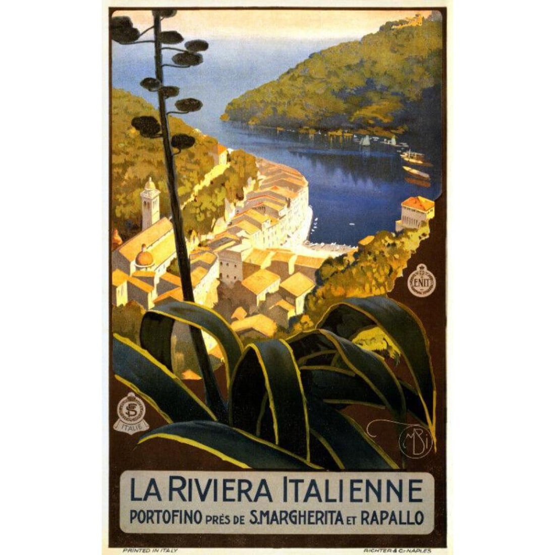 La Riviera Italienne, Portofino Travel Poster Print (1 of 1)