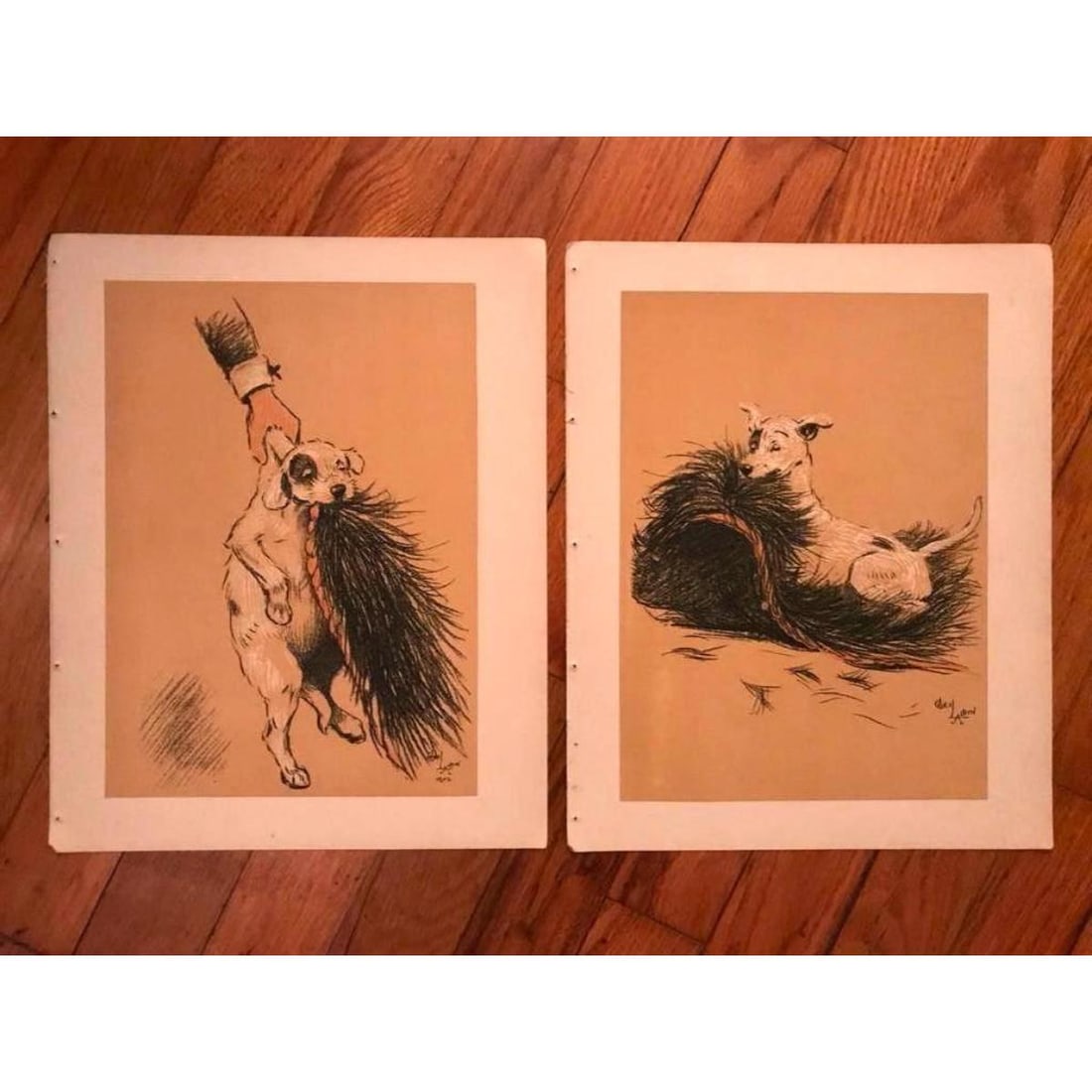 Pair of Early 1900's Color Lithographs, A Dog Day (1 of 4)
