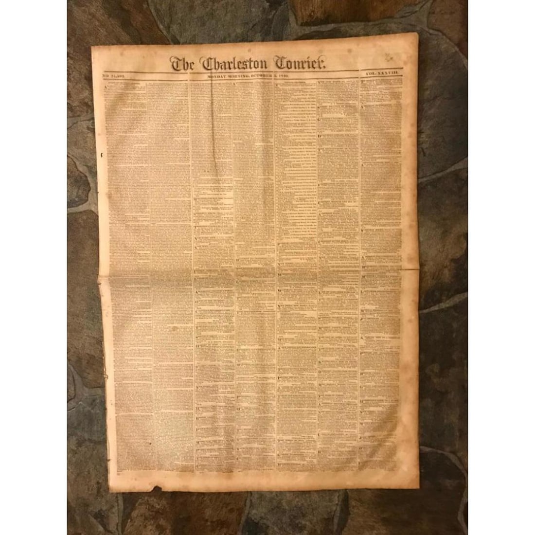 19thc Newspaper The Charleston Courier, South Carolina (1 of 5)