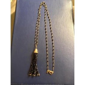 Black Spinel Bronze Tassel Necklace