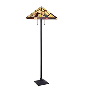 Mission Style Stained Art Glass Floor Lamp