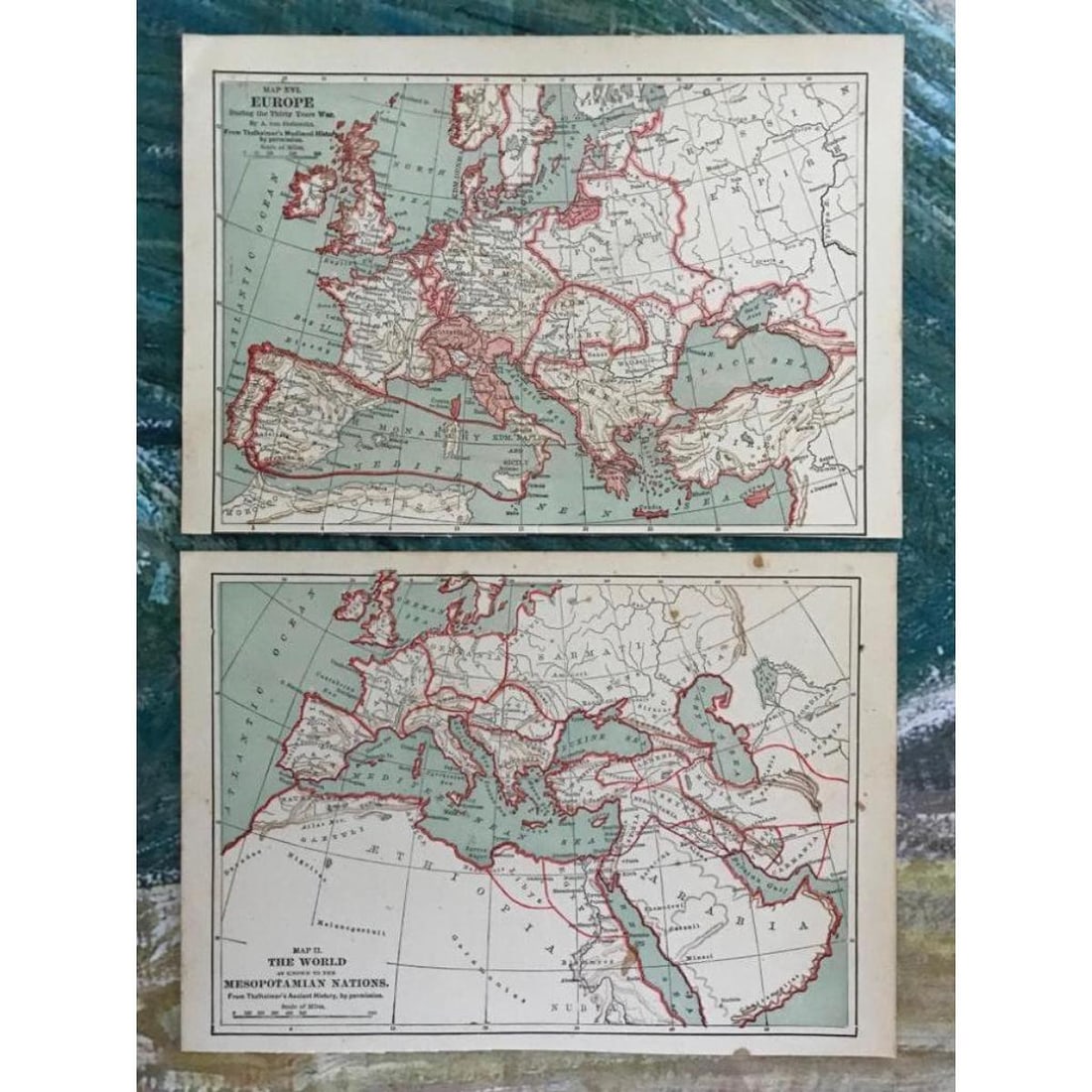 Pair of 19thc Maps, Mesopotamian Nations, Europe (1 of 5)