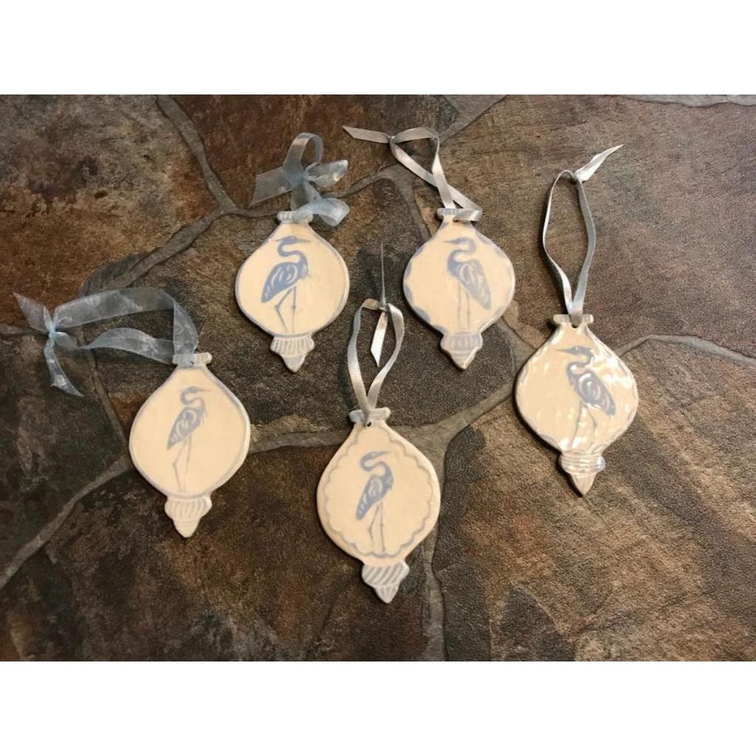 Group of Handmade Clay Blue Heron Ornaments (1 of 5)