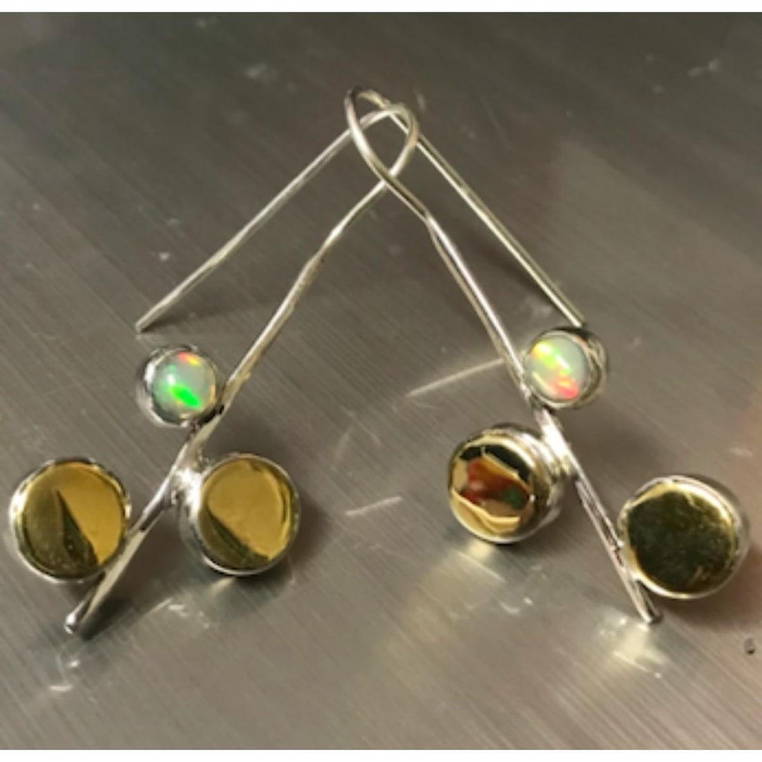 Modern Opal Sterling Silver Earrings (1 of 4)