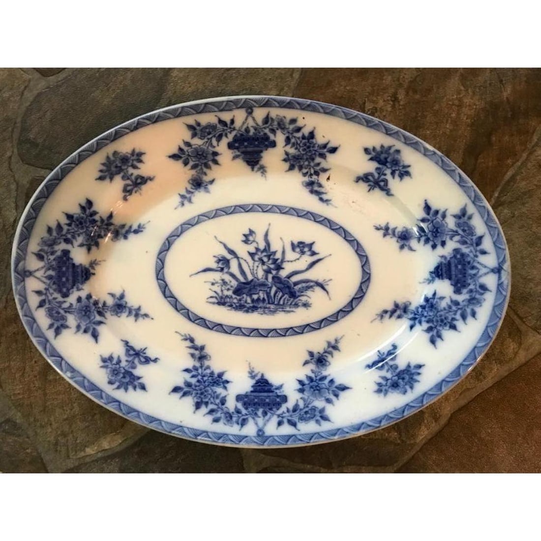 19thc Large Furnival Flow Blue Platter (1 of 5)