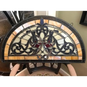 Tiffany-Style Fan Stained Art Glass Window