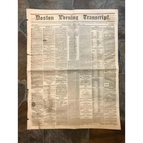 Civil War Era Boston Evening Transcript Newspaper