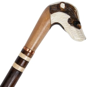 Ukrainian Carved Honey Badger Walking Stick Cane