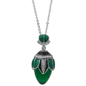 Art Deco Green Crystal Drop Necklace