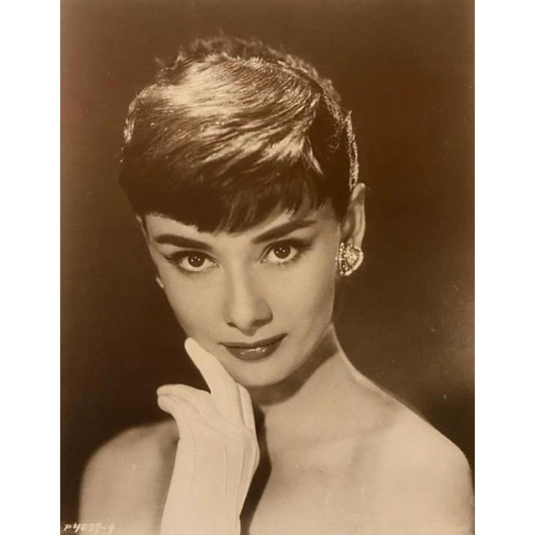 Vintage Audrey Hepburn Photo Print: Vintage Audrey Hepburn sepia-tone photo print. Created in the early 1990s, printed on heavy card stock. 8" X 10".