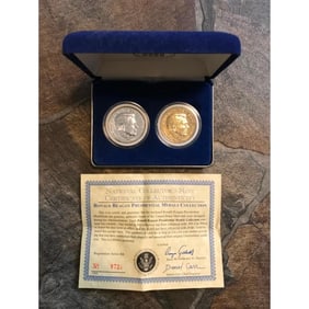 Pair of Ronald Reagan Presidential Medals, Coins