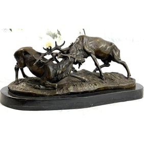 Stag Confrontation Bronze Sculpture