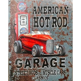 American Hot Rod Garage Metal Sign