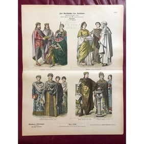 Rare 19thc German Handcolored Costume Plates, Byzantines