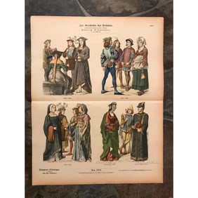 Rare 19th Costume Plates, Late 15thc France