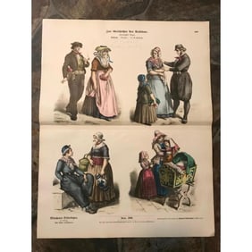 Rare 19thc German Handcolored Costume Plates, Holland