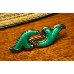 Art Deco Norway Sterling Enamel Brooch Pin