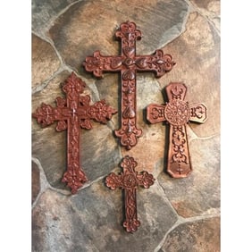 Set of Wall Hangings, Crosses, Plaques