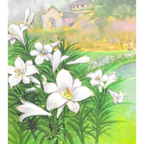 1920's Easter Lily Color Lithograph Print