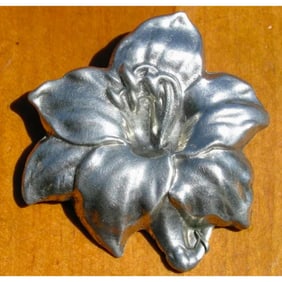 Vintage Pewter Lily Brooch Pin