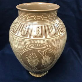 Signed Japanese Double Fish Vase