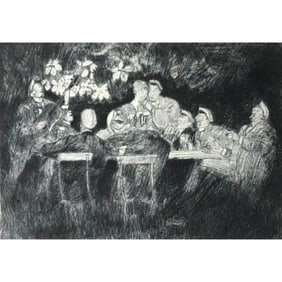 Signed German Etching, Merrymaking