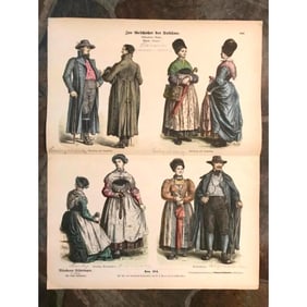 Rare 19thc German Handcolored Costume Plates, Bavaria