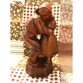 Black Forest German Couple Wood Carving